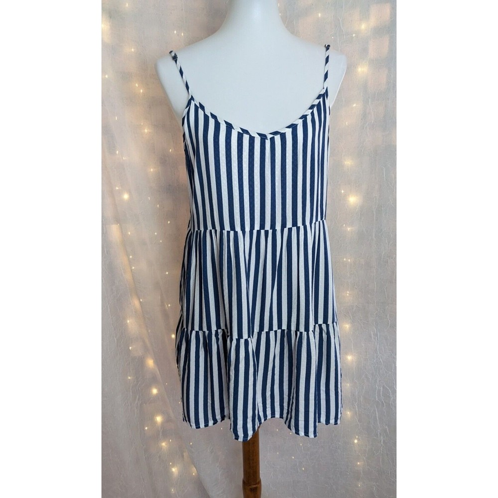 Show Me Your Mumu M Blue Caroline Mini Dress Stripes Beach Coverup Swing